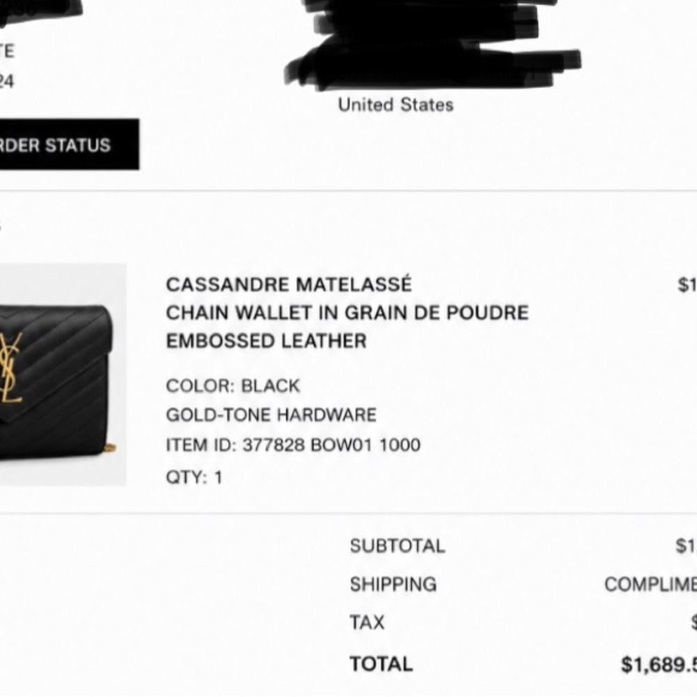YSL CLASSIC CASSANDRE CHAIN WALLET IN GRAIN DE POUDRE LEATHER - Picture 5 of 5